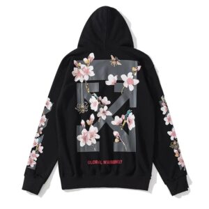 Off-White Sakura Streetwear Black Hoodie