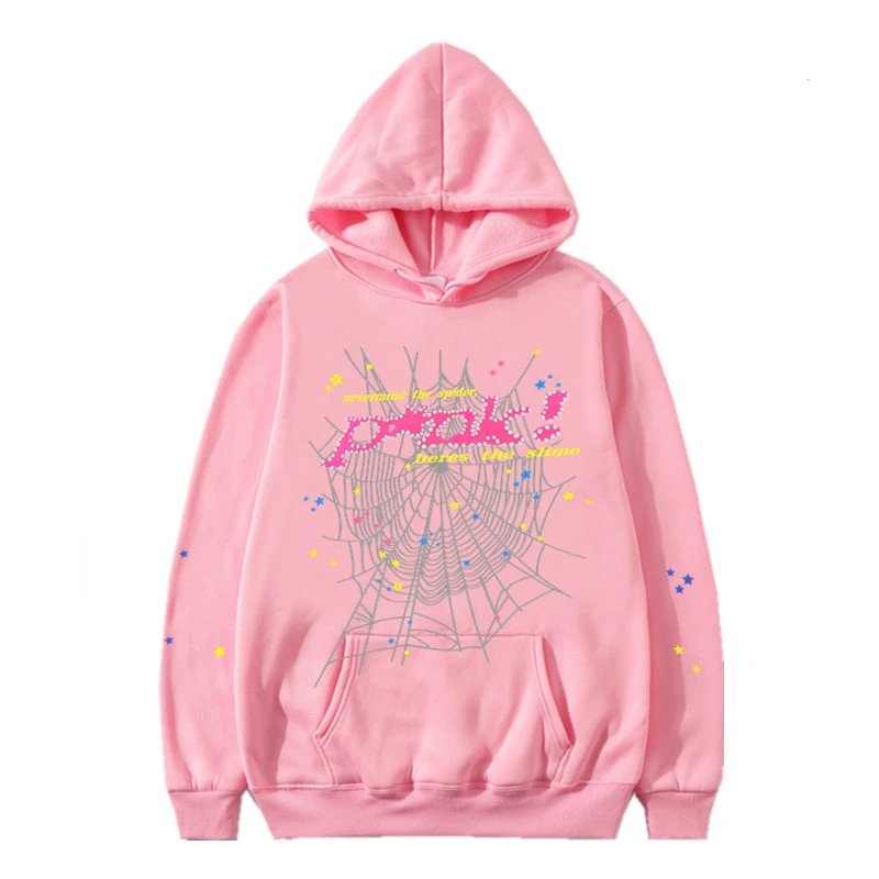 sp5der Spider Web Print Hoodie Pink
