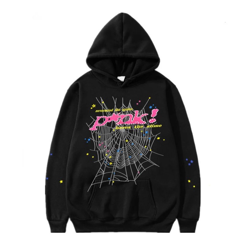 sp5der Spider Web Streetwear Hoodie Black