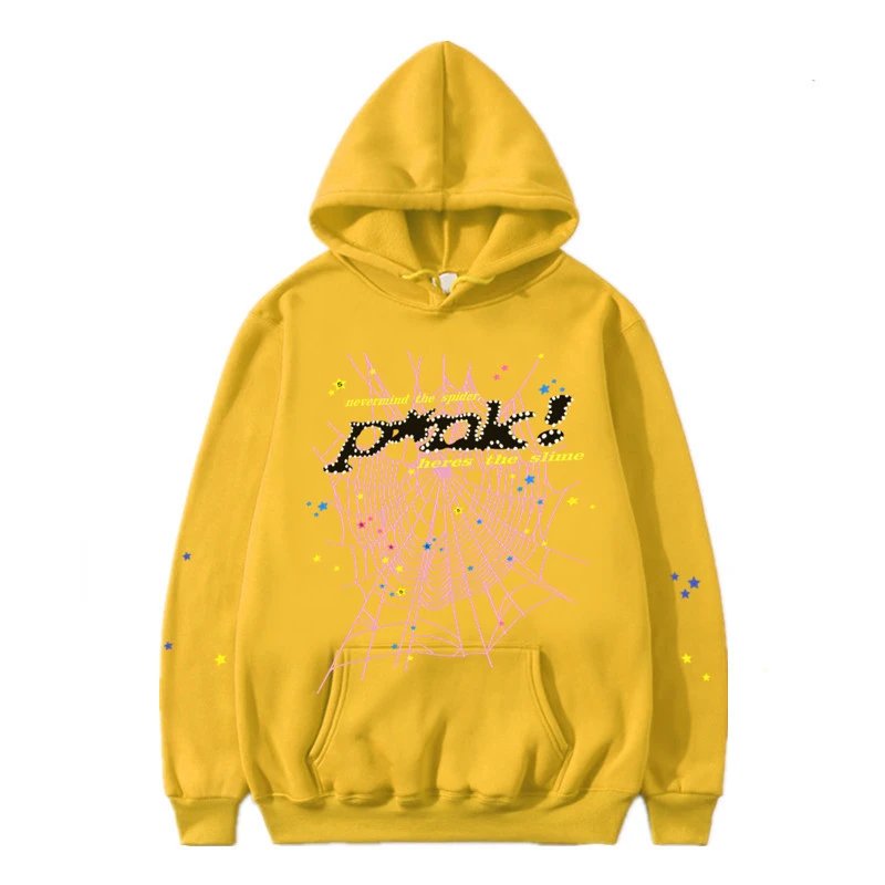 sp5der Spider Web Star Trend Hoodie Yellow
