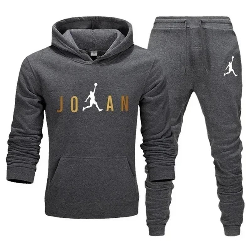 Jordan American Trendy High-Street Hooded Set Gray