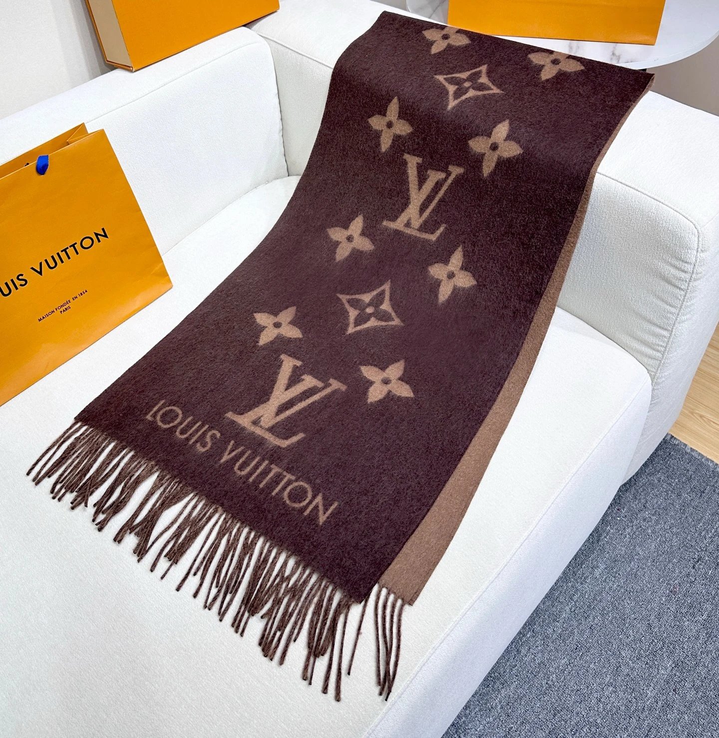 LV Classic Scarf Brown