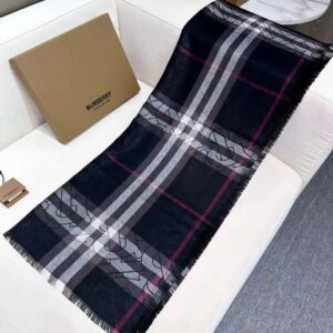 Burberry Check Print Scarf Navy Blue