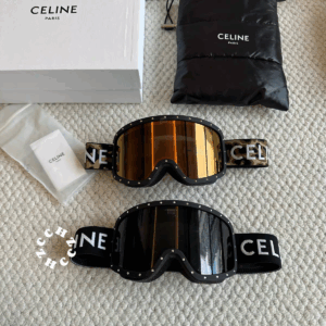 CELINE Leopard Print Ski Goggles Gold