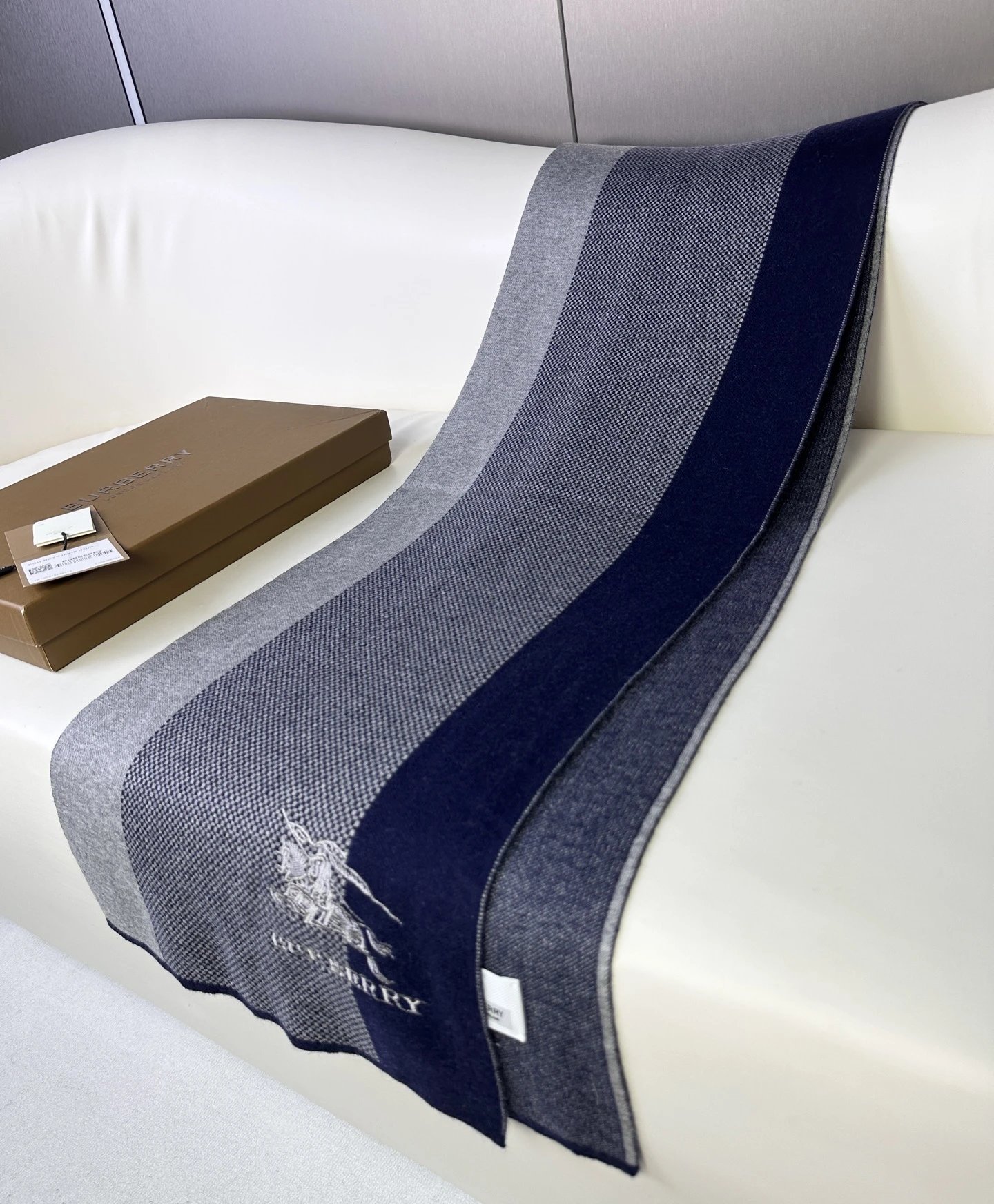 Burberry Classic Striped Scarf Navy Blue