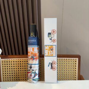 Hermes Carriage Vintage Style Umbrella Blue