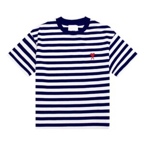AMI Navy Stripe Heart T-Shirt