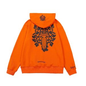 Printed Hooded Orange Sweatshirt Chrome Hearts
