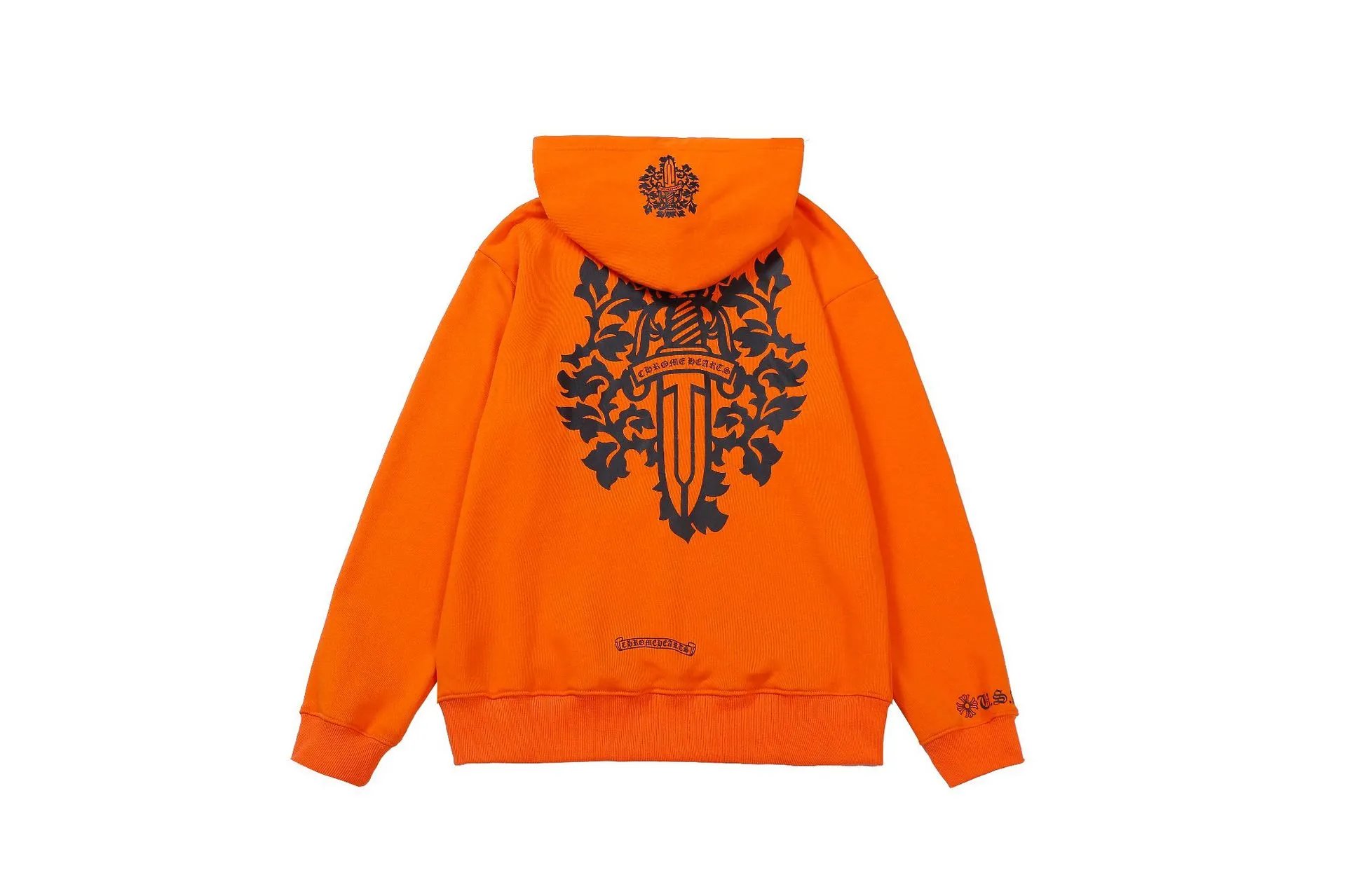 Printed Hooded Orange Sweatshirt Chrome Hearts