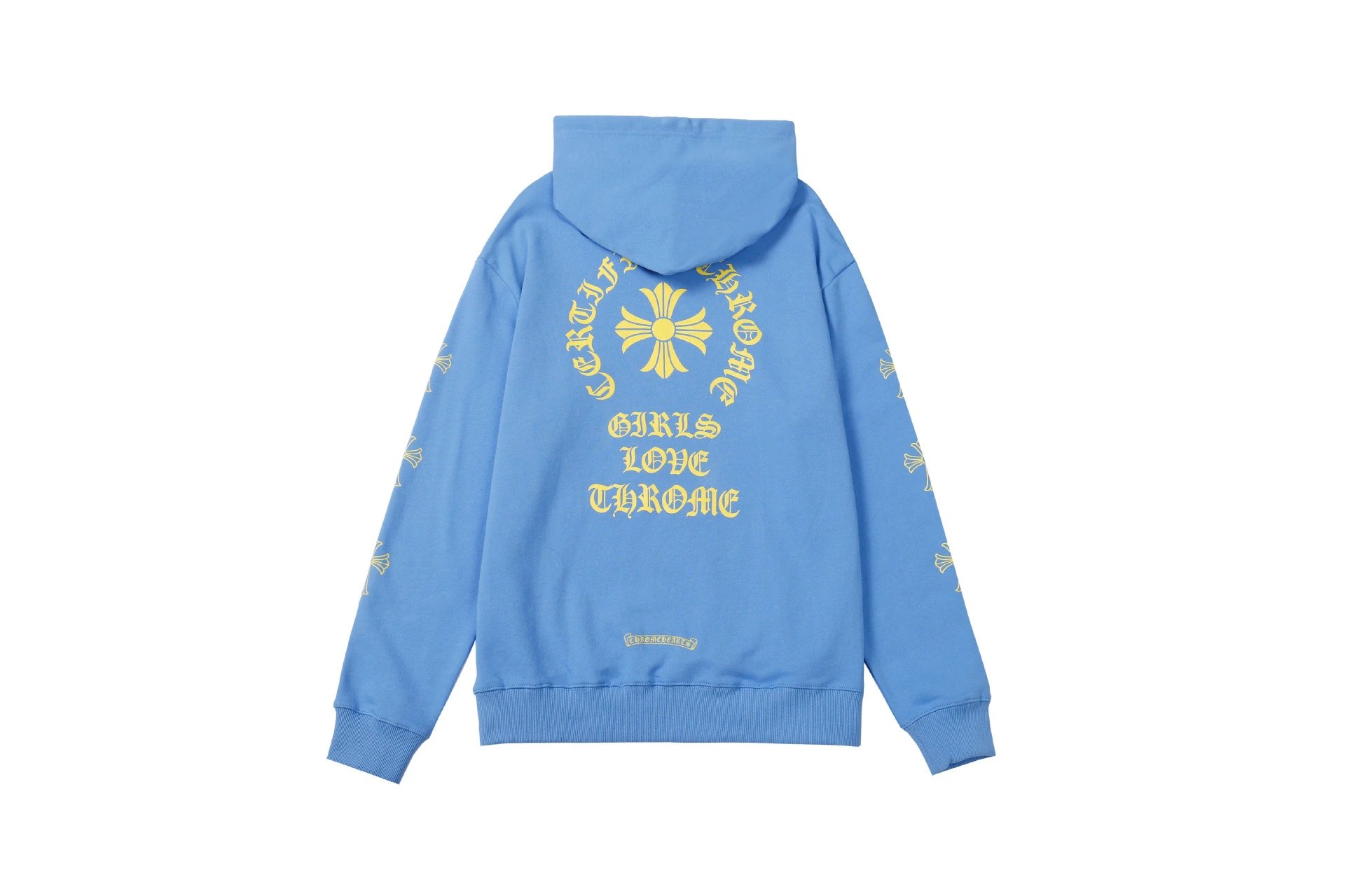 GIRLS LOVE Streetwear Blue Hoodie Chrome Hearts