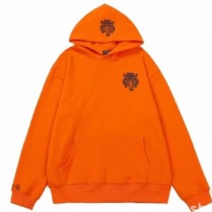Trendy Orange Hoodie Chrome Hearts
