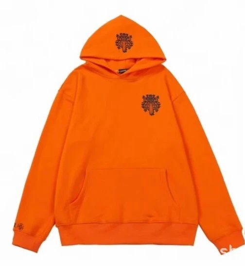 Trendy Orange Hoodie Chrome Hearts