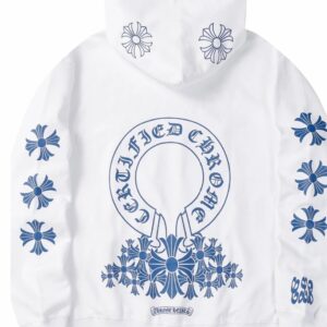 Cross Print White Hooded Sweatshirt Chrome Hearts