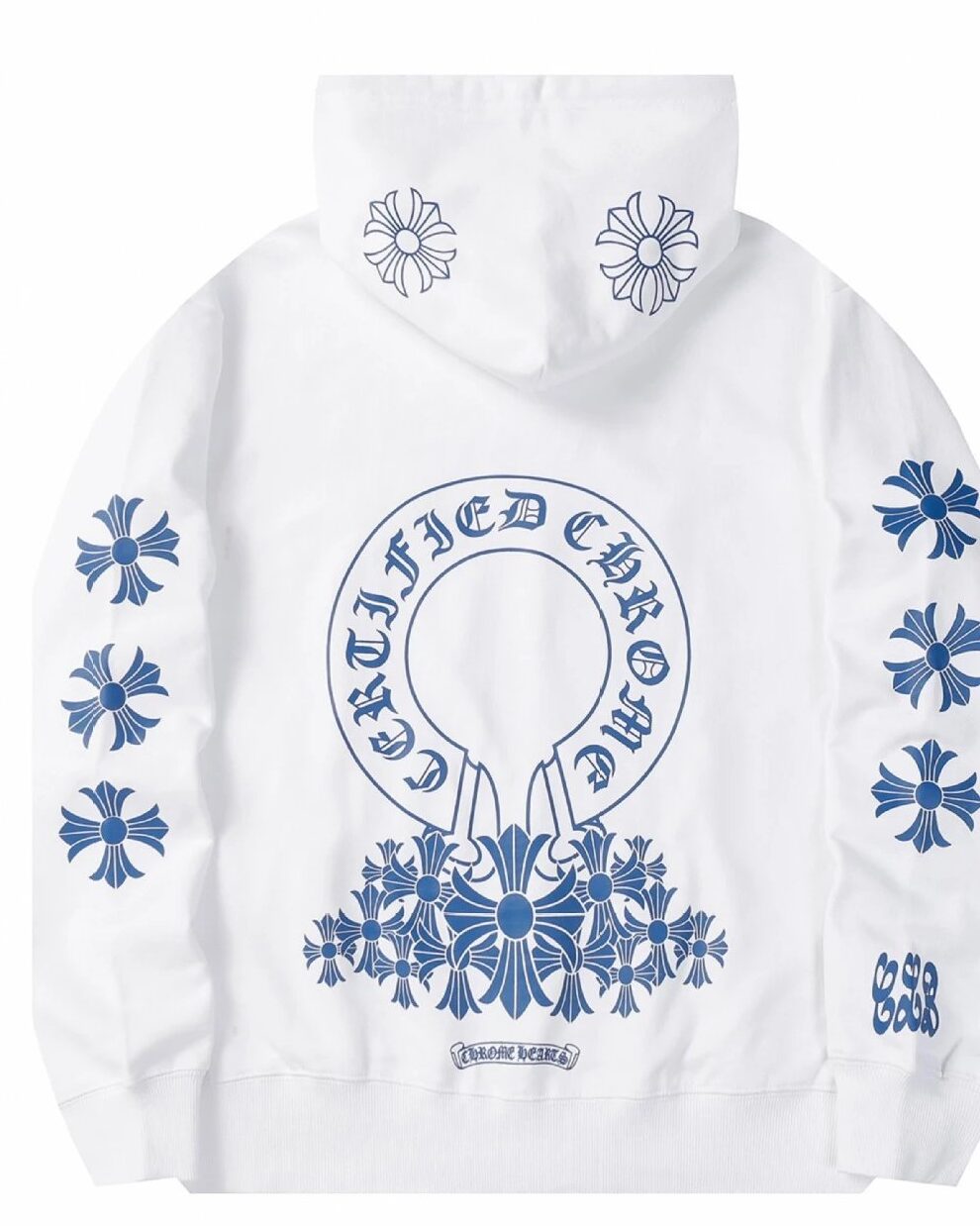 Cross Print White Hooded Sweatshirt Chrome Hearts