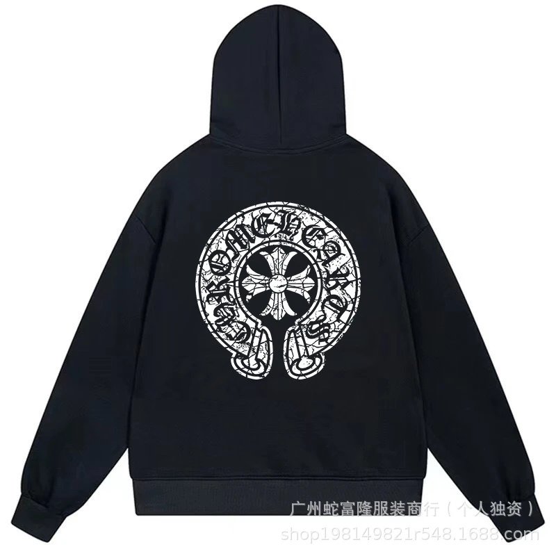 Cross Streetwear Oversized Black Hoodie Chrome Hearts