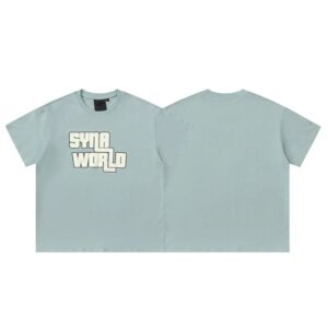 SYNA WORLD Letter Light Blue T-Shirt