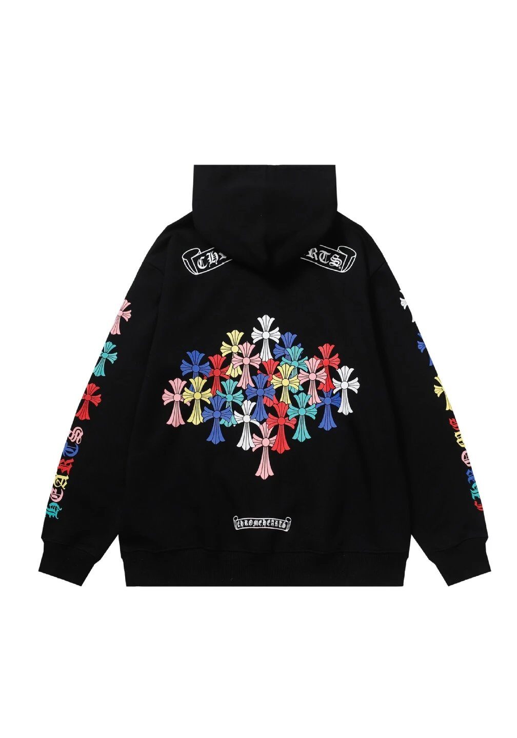 Chrome Hearts Colorful Cross Hooded Sweatshirt - Black
