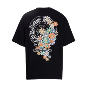 Smiley Floral Series Oversized Black T-Shirt Chrome Hearts