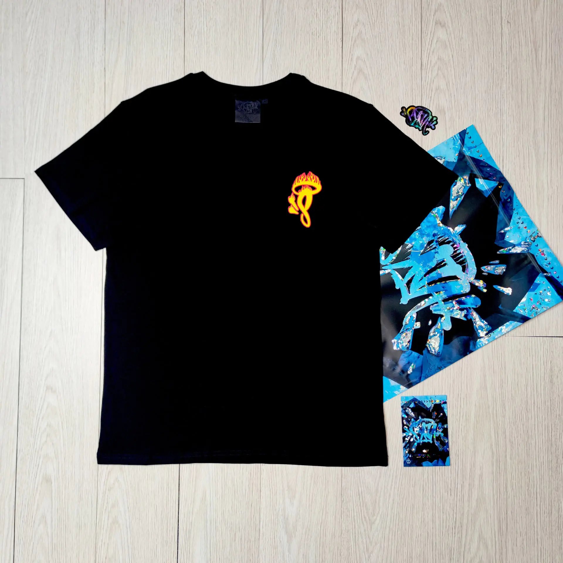 Flame Street Black T-Shirt SynaWord