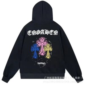 Streetwear Cross Black Hoodie Chrome Hearts