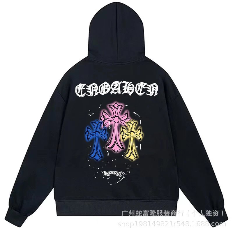 Streetwear Cross Black Hoodie Chrome Hearts