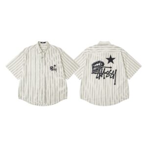 Stussy Back Print Striped T-Shirt