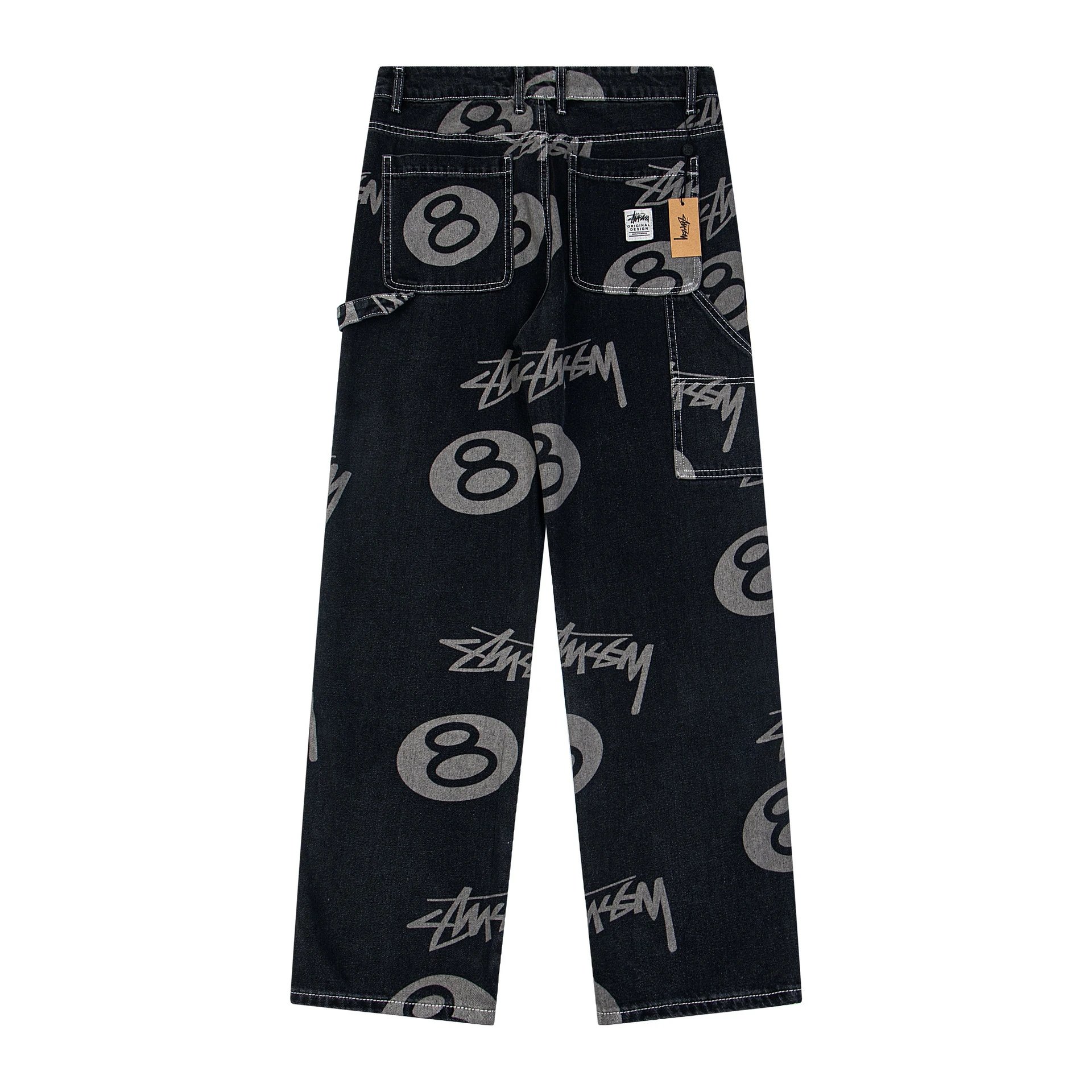 Stussy Black Eight Print Jeans - Black