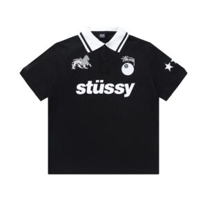 Stussy Stand Collar Black Eight Jersey T-Shirt Black