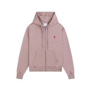 Hooded Zip-Up Bean Sand Pink Sweatshirt AMI