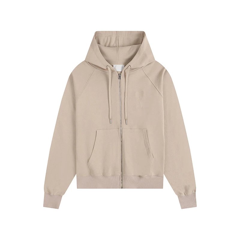 Basic Hooded Beige Sweatshirt AMI