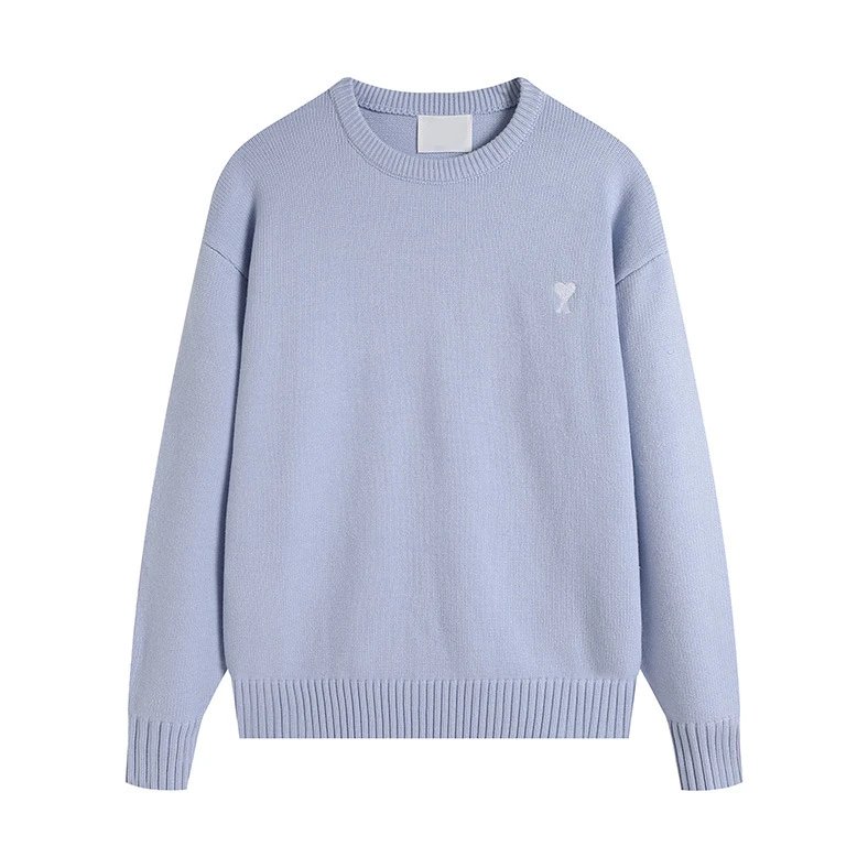AMI Heart Oversized Light Blue Sweater