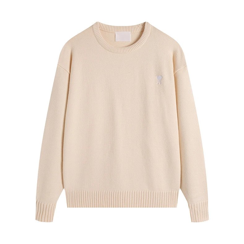 AMI Crew Neck Casual Beige Sweater