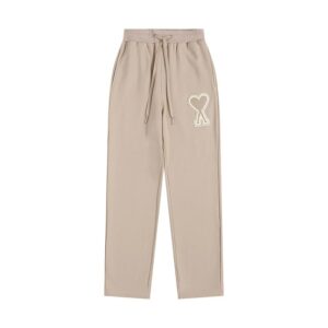 AMI Heart-Embroidered Off-White Casual Pants