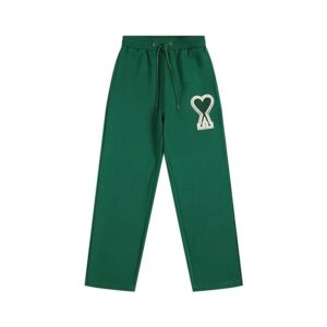 AMI Relaxed Fit Green Casual Pants