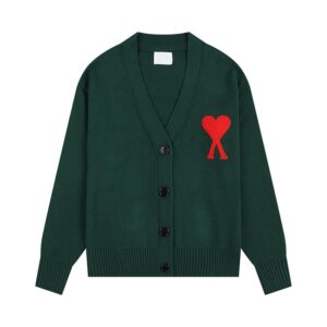 AMI Heart Cardigan Green