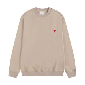 AMI Love Heart Casual Beige Hoodie