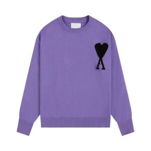 AMI Heart Loose Purple Sweater