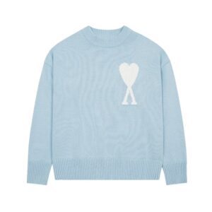 AMI Heart Collection Oversized Light Blue Sweater
