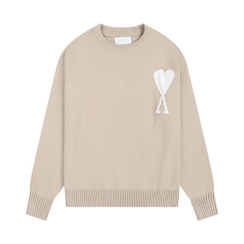 AMI Heart Loose Beige Sweater