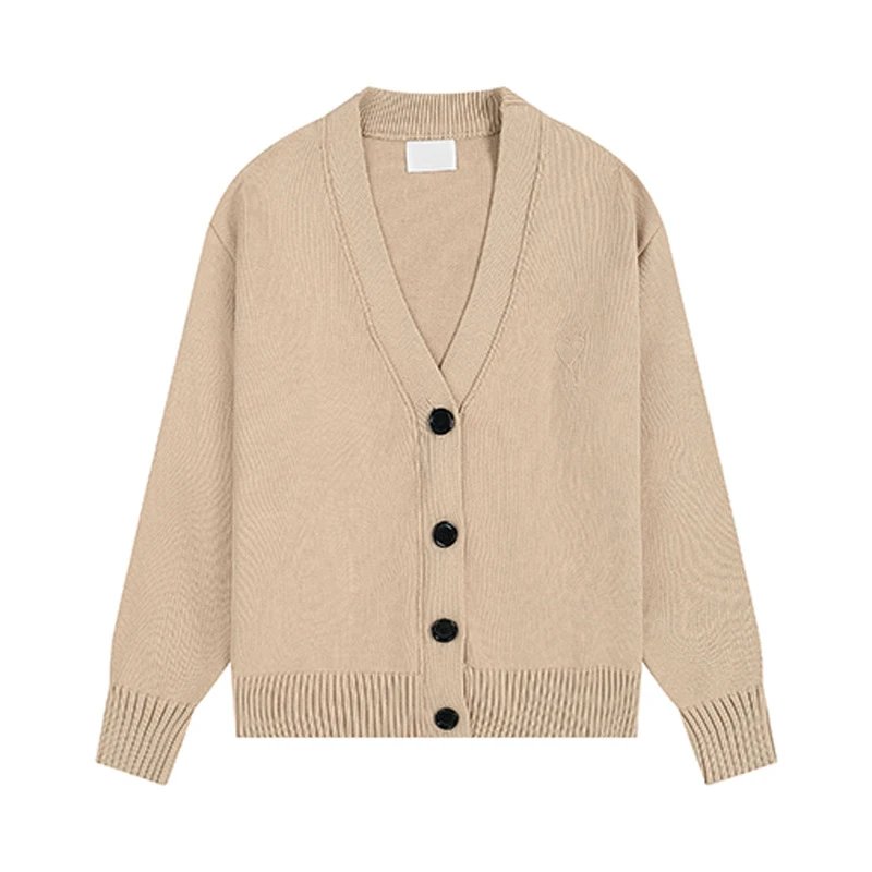 AMI Oversized Beige Knit Cardigan