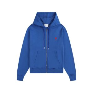 Zip-Up Hooded Streetwear Blue Sweatshirt AMI