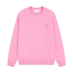 AMI Heart-Print Minimalist Pink Hoodie