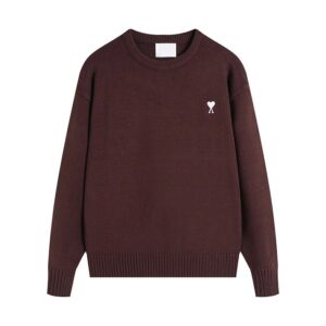 AMI Heart Series Minimalist Brown Sweater