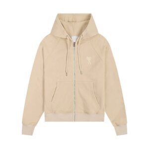 AMI Hooded Zipper Beige Sweatshirt