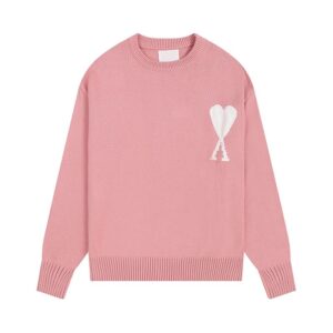 AMI Heart Casual Pink Sweater