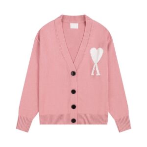 AMI Heart Knit Cardigan Pink