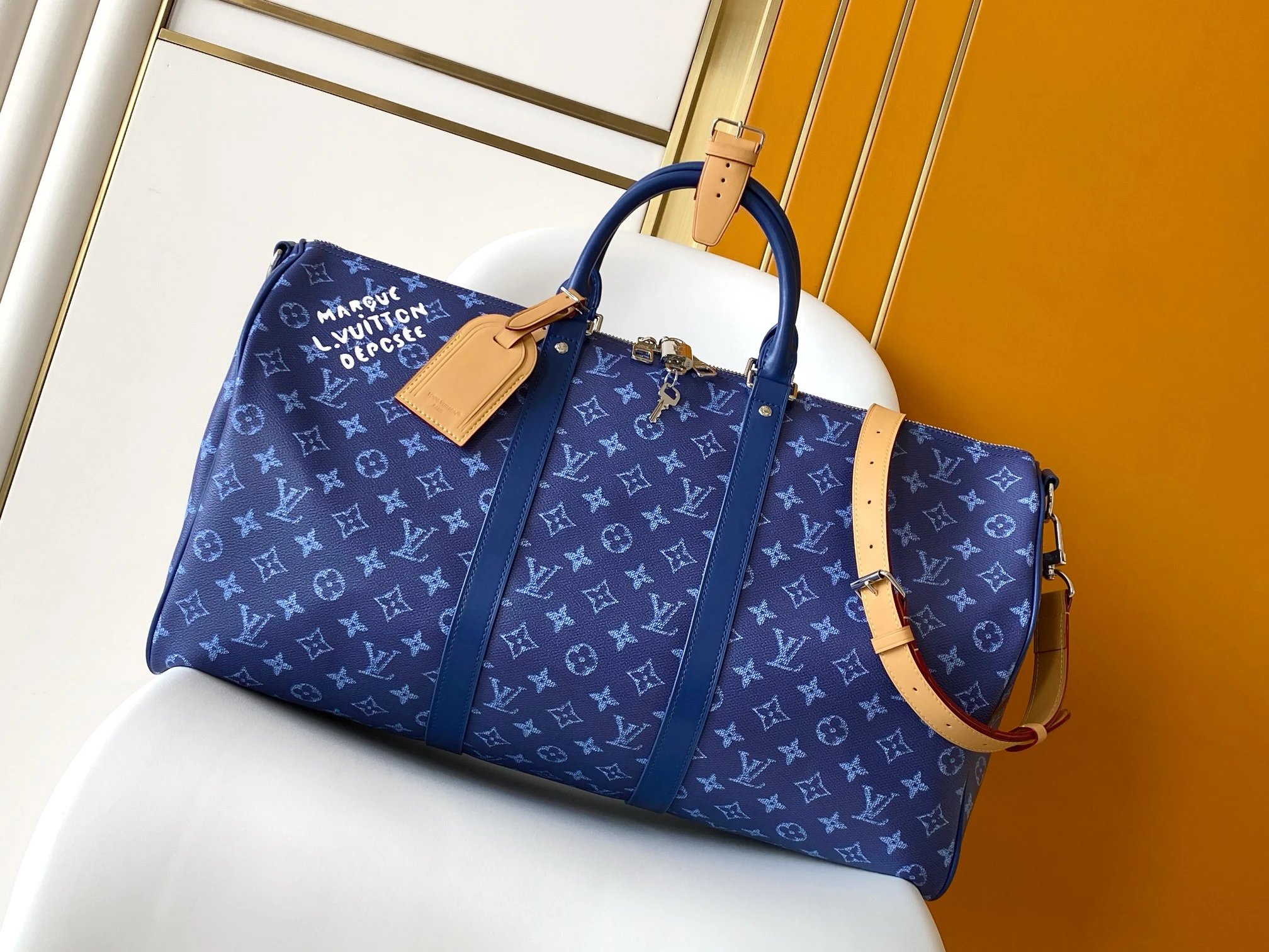 Louis Vuitton Keepall Monogram Blue Bag