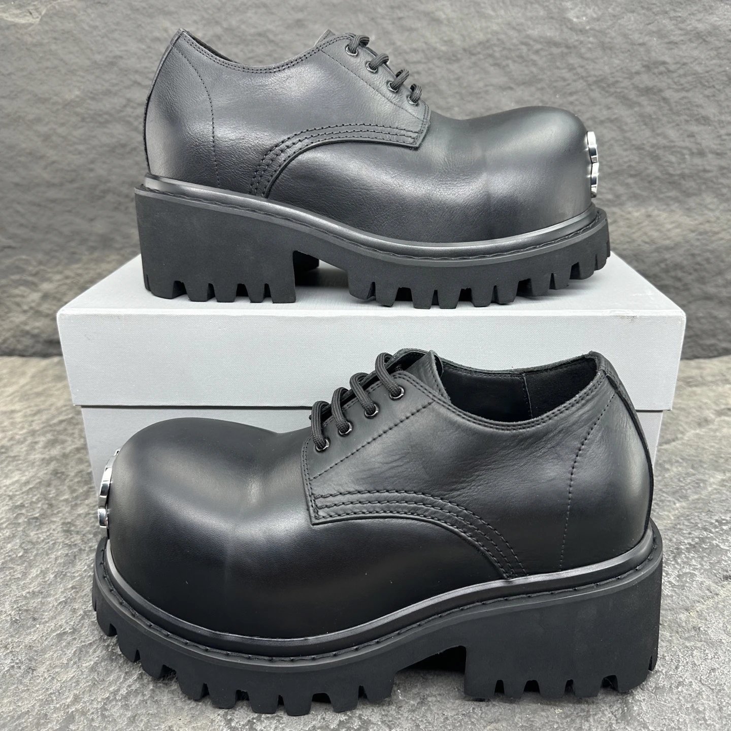 Balenciaga Chunky-Sole Black Leather Shoes