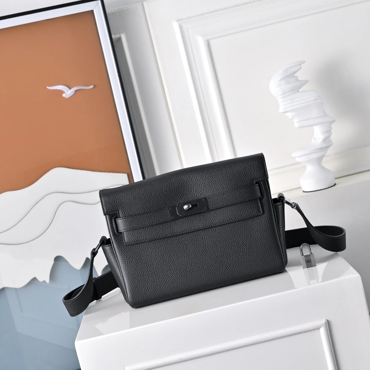 Minimalist Buckle Black Crossbody Bag