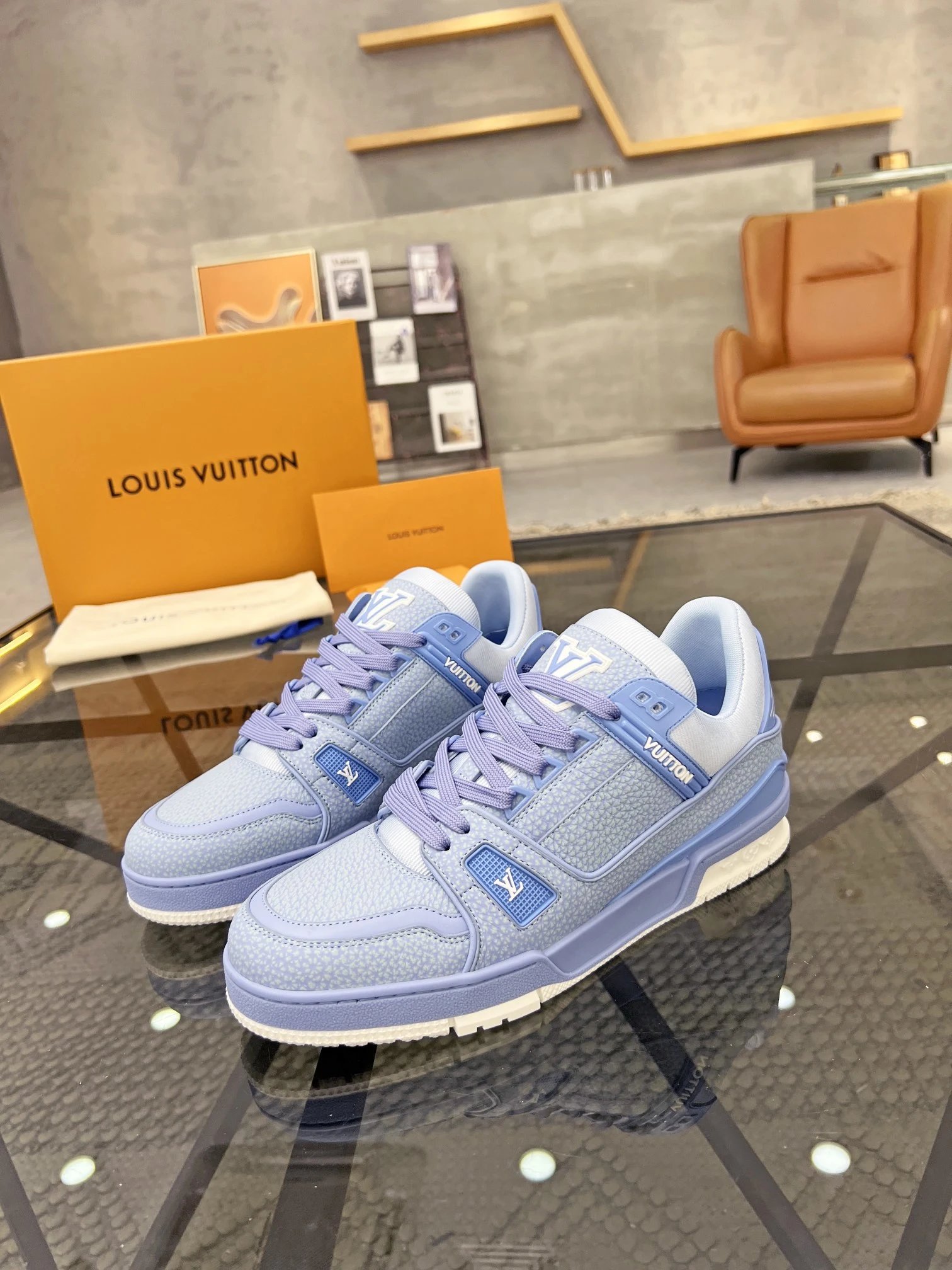 Louis Vuitton Trainer Blue & White Sneakers